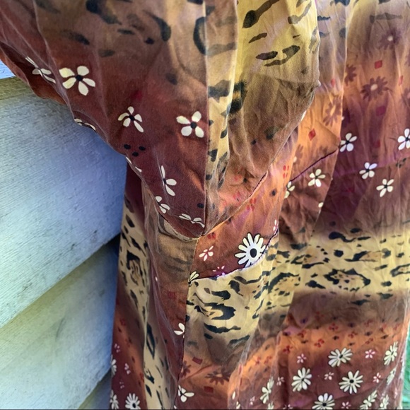 Vintage 90s Bob Mackie Silk Floral Leopard Print Button Down Long Sleeve Shirt - Picture 13 of 16